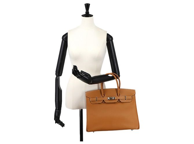 Hermès Borsa Hermes Birkin 35 Barenia Natural Verde - vista 10