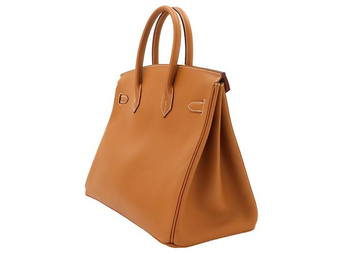 Hermès Borsa Hermes Birkin 35 Barenia Natural Verde - vista 4