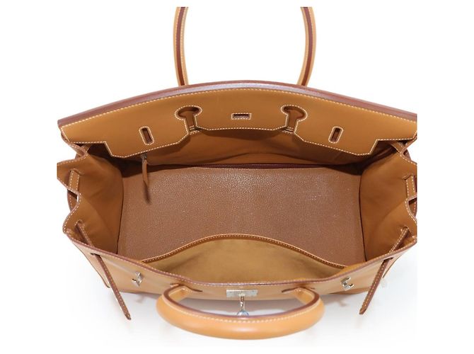 Hermès Borsa Hermes Birkin 35 Barenia Natural Verde - vista 7