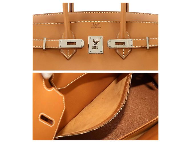 Hermès Borsa Hermes Birkin 35 Barenia Natural Verde - vista 8