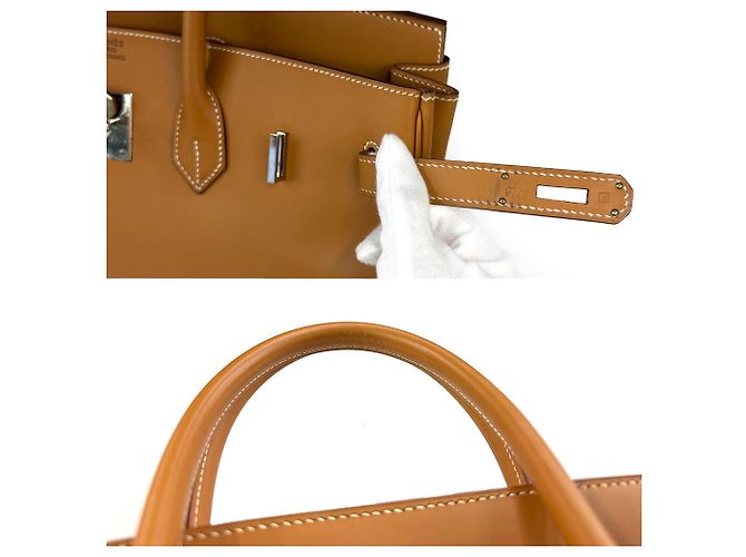 Hermès Borsa Hermes Birkin 35 Barenia Natural Verde - vista 9