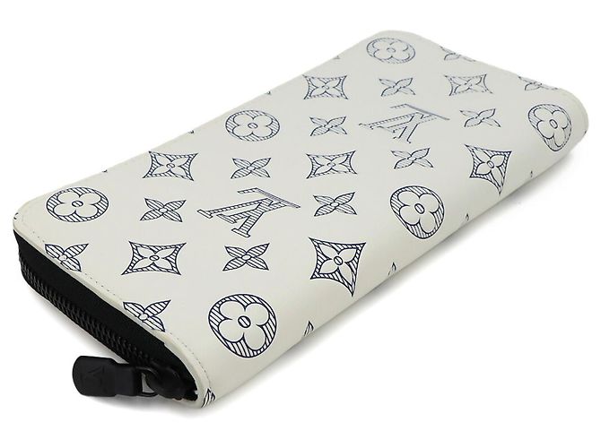 Cartera Zippy Louis Vuitton Monogram Shadow Negro Blanco Azul marino Monograma - vista 4