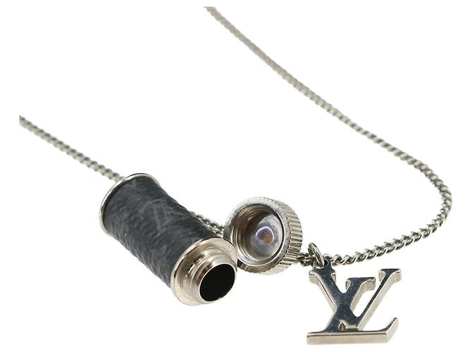 Louis Vuitton Monogram Eclipse Collier Charms Necklace Argento Monogramma - vista 2