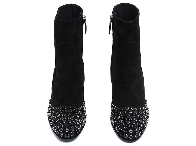 Alaïa Bottines EU38 Stivaletti in Camoscio Nero con Cristalli UK5 US7.5 Nuovi - vista 3