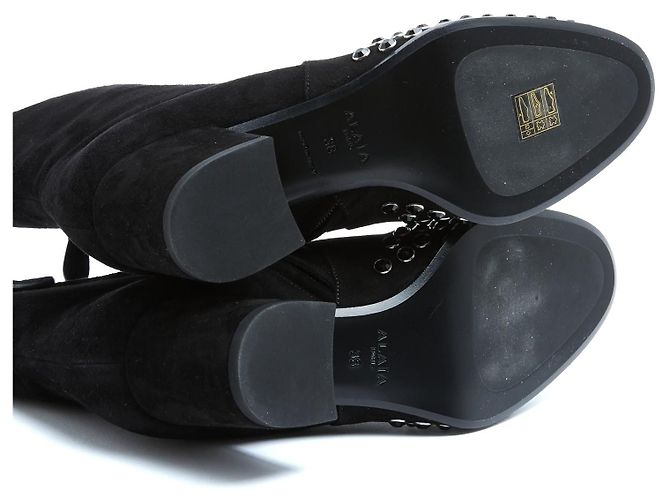 Alaïa Bottines EU38 Stivaletti in Camoscio Nero con Cristalli UK5 US7.5 Nuovi - vista 5