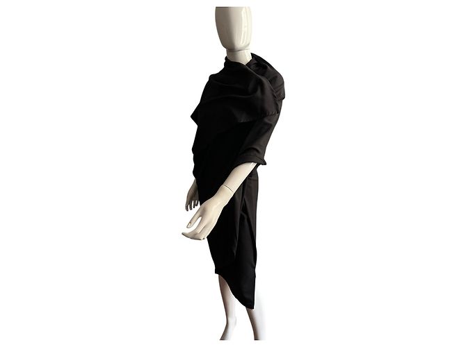 Vestido negro Ann Demeulemeester drapeado - vista 11