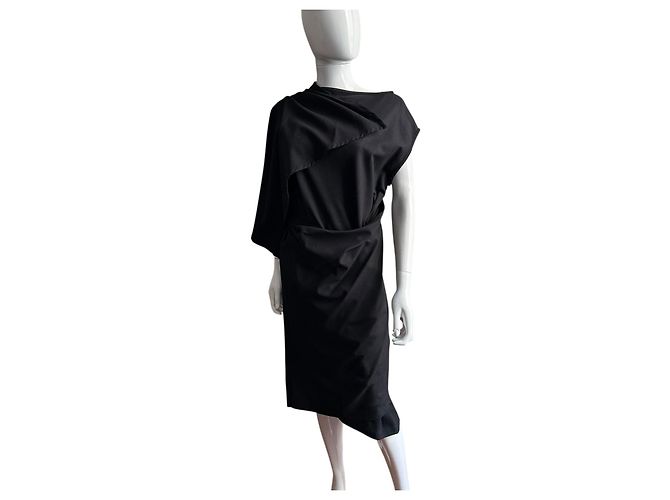 Vestido negro Ann Demeulemeester drapeado - vista 12