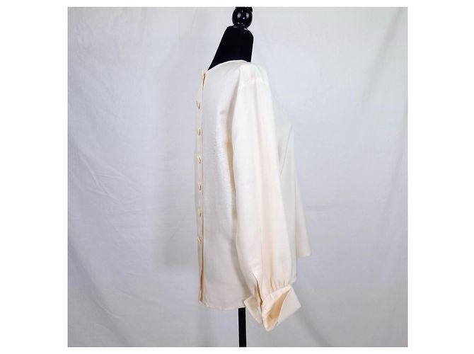 Yves Saint Laurent YSL 1980s camicia bianca da donna con gemelli Bianco Bianco sporco - vista 4