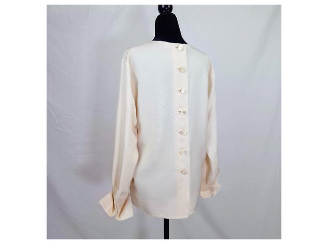 Yves Saint Laurent YSL 1980s camicia bianca da donna con gemelli Bianco Bianco sporco - vista 5
