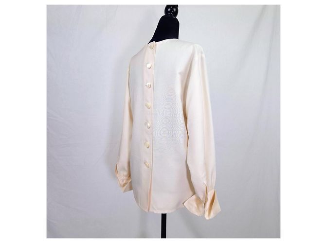 Yves Saint Laurent YSL 1980s camicia bianca da donna con gemelli Bianco Bianco sporco - vista 6
