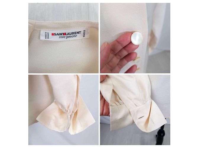 Yves Saint Laurent YSL 1980s camicia bianca da donna con gemelli Bianco Bianco sporco - vista 9