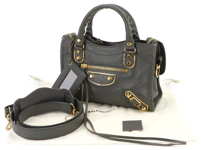 Borsa Balenciaga Classic Metallic Edge Mini City Marrone Metallico - vista 2