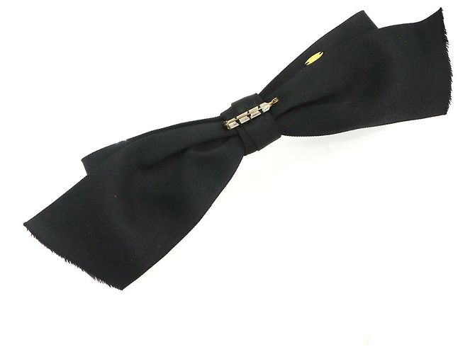 Spilla Chanel in nastro di raso nero - vista 3