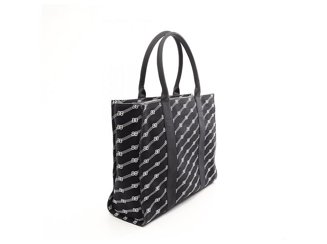 Everyday Borsa Tote Large Balenciaga BB Monogram Trade Nero Bianco - vista 2