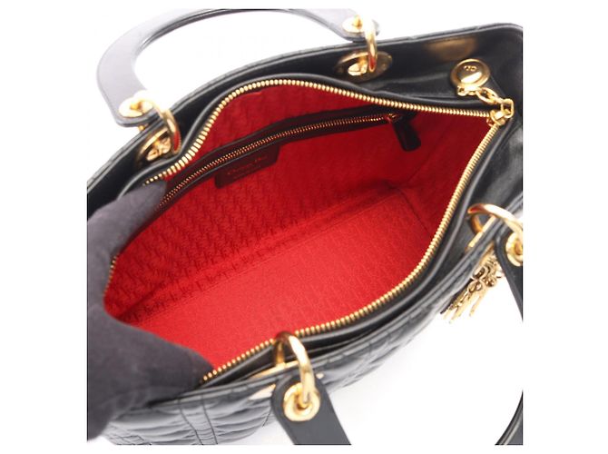Christian Dior Dior Lady Large Cannage 2-Way Handbag Nero - vista 3