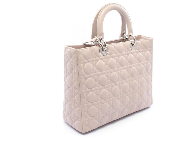 Christian Dior Dior Lady Large Borsa a mano 2-Way Beige - vista 2