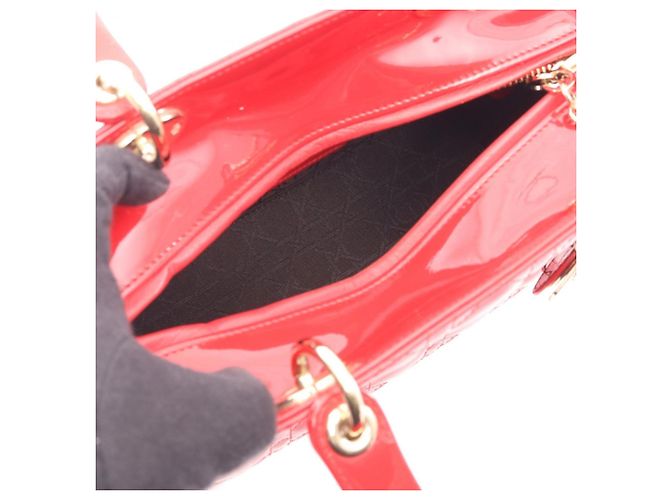 Christian Dior Dior LADY DIOR Cannage Borsa a mano 2-Way Rosso - vista 3