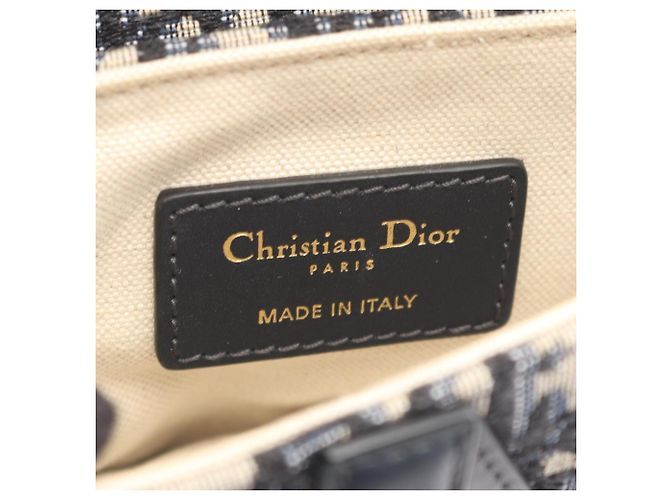 Borsa Christian Dior Dior Saddle Bag Mini Oblique Jacquard Crudo Blu navy - vista 4