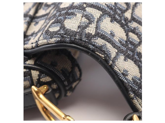 Borsa Christian Dior Dior Saddle Bag Mini Oblique Jacquard Crudo Blu navy - vista 5