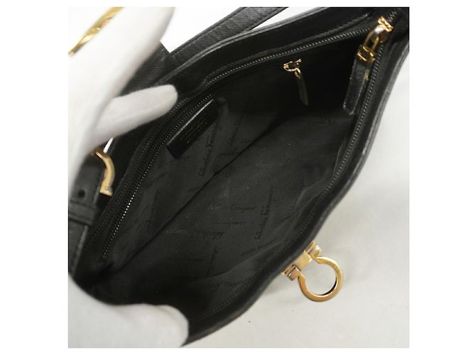 Borsa a tracolla in pelle Gancini Salvatore Ferragamo Nero - vista 4