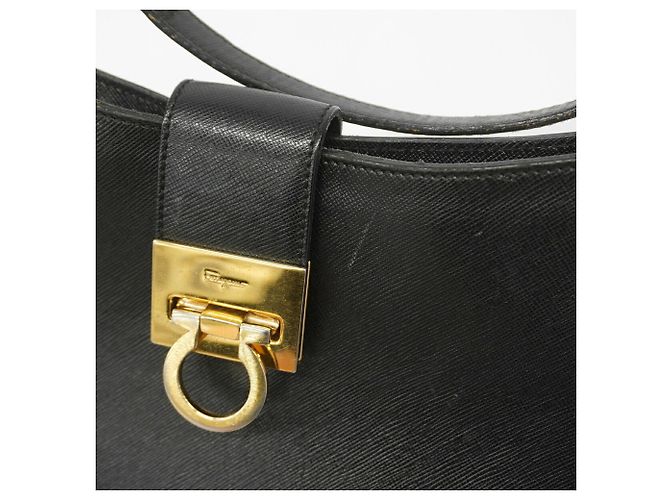 Borsa a tracolla in pelle Gancini Salvatore Ferragamo Nero - vista 9