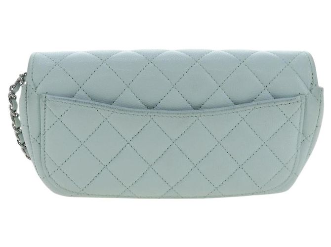Estuche de Gafas Chanel Classic con Cadena de Caviar Acolchado Azul - vista 2
