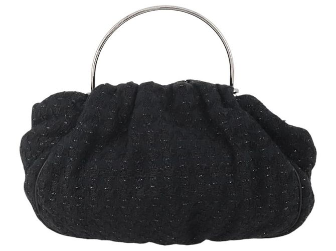 Borsa Satchel Chanel Knitting Bouclé Tweed Medium Nero - vista 2