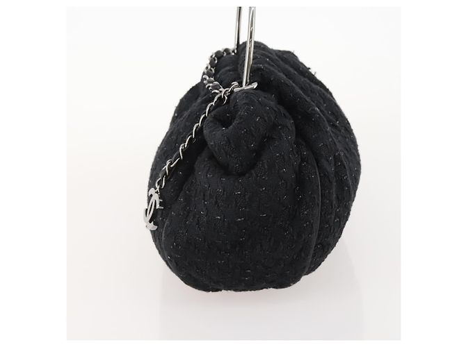 Borsa Satchel Chanel Knitting Bouclé Tweed Medium Nero - vista 3