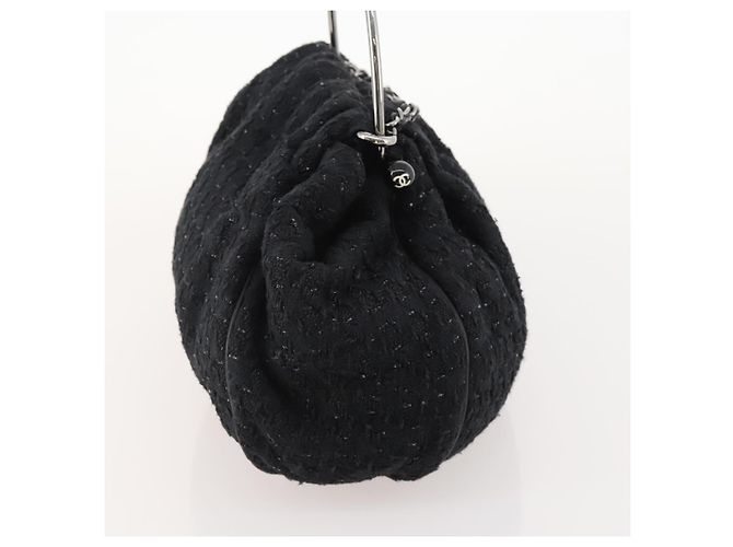 Borsa Satchel Chanel Knitting Bouclé Tweed Medium Nero - vista 4