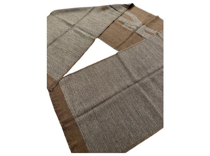 Yves Saint Laurent Monogramm-Schal grau aus Wolle Braun - Ansicht 5