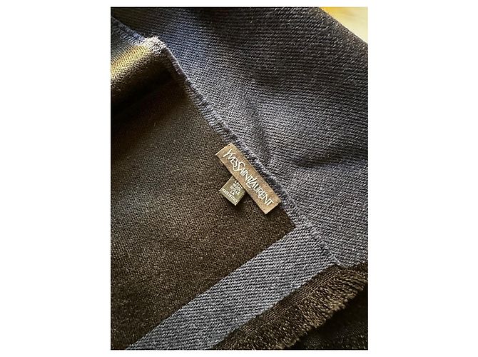 Sciarpa Yves Saint Laurent monogram blu e nera Nero - vista 10