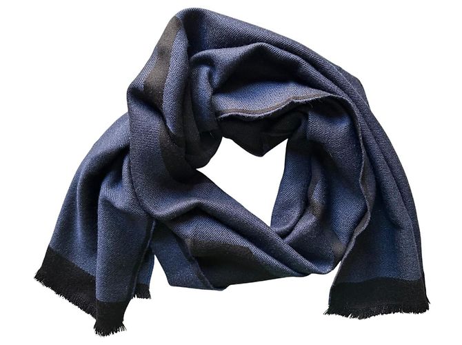 Sciarpa Yves Saint Laurent monogram blu e nera Nero - vista 3