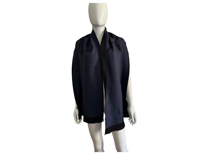 Sciarpa Yves Saint Laurent monogram blu e nera Nero - vista 4