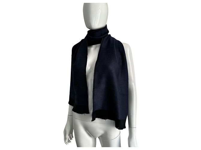 Sciarpa Yves Saint Laurent monogram blu e nera Nero - vista 5