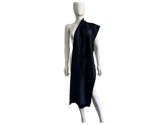 Sciarpa Yves Saint Laurent monogram blu e nera Nero - vista 6