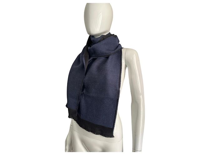 Sciarpa Yves Saint Laurent monogram blu e nera Nero - vista 7