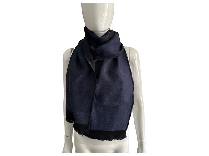 Sciarpa Yves Saint Laurent monogram blu e nera Nero - vista 8