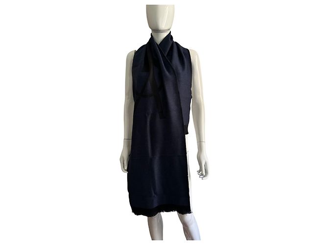 Sciarpa Yves Saint Laurent monogram blu e nera Nero - vista 9
