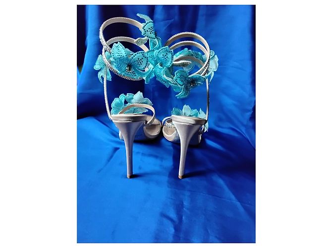 Rene Caovilla Sandali Cleo René Caovilla blu con decorazioni floreali - Size 39 (25.5 cm) Blu chiaro - vista 13