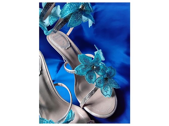 Rene Caovilla Sandali Cleo René Caovilla blu con decorazioni floreali - Size 39 (25.5 cm) Blu chiaro - vista 16
