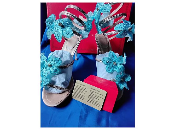 Rene Caovilla Sandali Cleo René Caovilla blu con decorazioni floreali - Size 39 (25.5 cm) Blu chiaro - vista 17