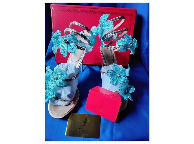 Rene Caovilla Sandali Cleo René Caovilla blu con decorazioni floreali - Size 39 (25.5 cm) Blu chiaro - vista 18