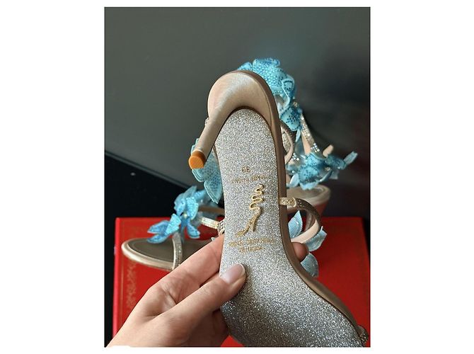 Rene Caovilla Sandali Cleo René Caovilla blu con decorazioni floreali - Size 39 (25.5 cm) Blu chiaro - vista 20
