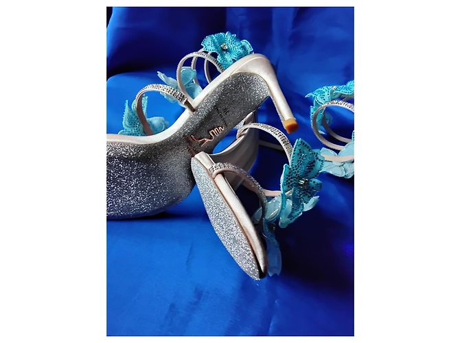 Rene Caovilla Sandali Cleo René Caovilla blu con decorazioni floreali - Size 39 (25.5 cm) Blu chiaro - vista 9