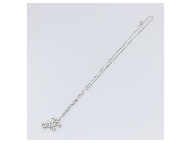 Pendente Chanel CC Ball Drop in metallo con cristalli Argento - vista 2