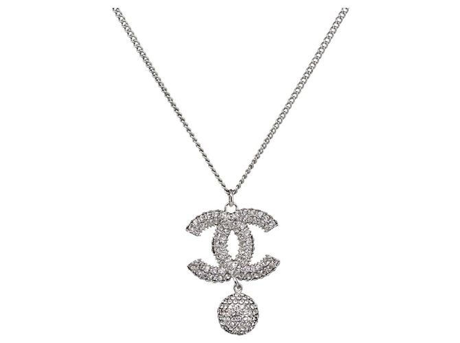 Pendente Chanel CC Ball Drop in metallo con cristalli Argento - vista 3