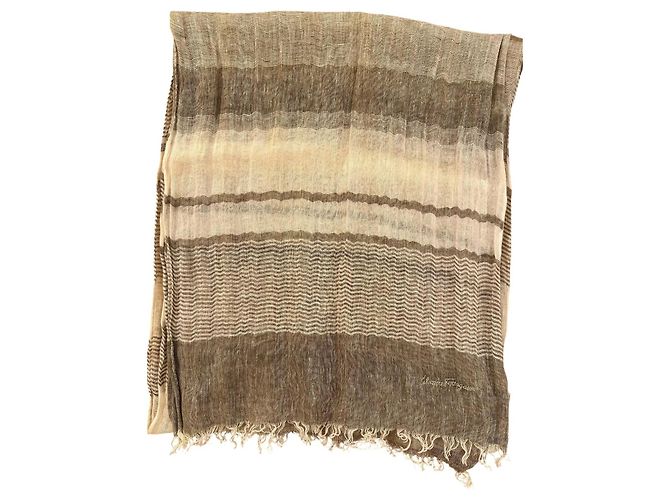 Sciarpa Salvatore Ferragamo a righe Marrone Beige - vista 12