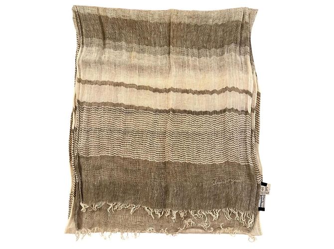 Sciarpa Salvatore Ferragamo a righe Marrone Beige - vista 2
