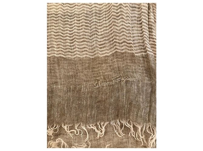 Sciarpa Salvatore Ferragamo a righe Marrone Beige - vista 3
