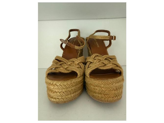 Sandali wedge espadrillas Saint Laurent Marrone - vista 2